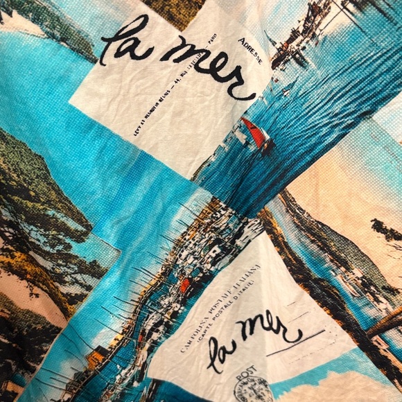 Anthropologie Blue and Green Postcard Print Midi Dress 16 - Picture 9 of 10